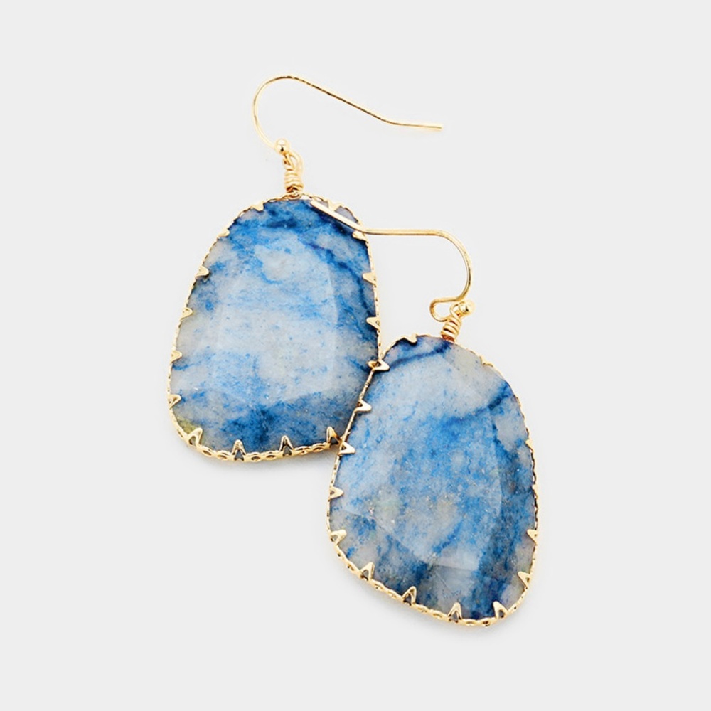 Semi Precious Stone Dangle Drop Earrings